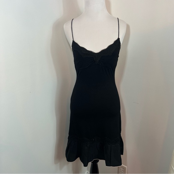 Guess Dresses & Skirts - Y2K GUESS 2010 Corset Tie Lace Handkerchief Hem Dress Black Adjustable Straps XS
